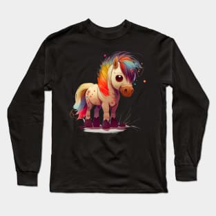 Colorful Fjord Horse Artwork 29 Long Sleeve T-Shirt